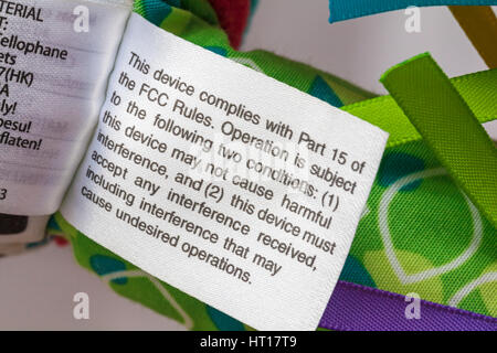 information on label on Lamaze Trotter the pony toy as detailed in description Stock Photo