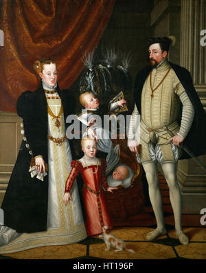 Holy Roman Emperor Maximilian II of Austria (1527-1576) and his wife Infanta Maria of Spain with the Artist: Arcimboldo, Giuseppe (1527-1593) Stock Photo