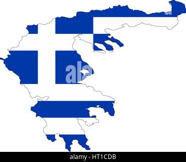 Greece map with a flag. Vector illustrator. On a white background Stock Vector