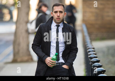 Gaby Stone, ex-manager of Olympic gold medallist Greg Rutherford, arrives at Blackfriars Crown Court in London to be sentenced for fleecing him of &pound;48,000. Stock Photo