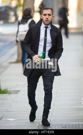 Gaby Stone, ex-manager of Olympic gold medallist Greg Rutherford, arrives at Blackfriars Crown Court in London to be sentenced for fleecing him of £48,000. Stock Photo