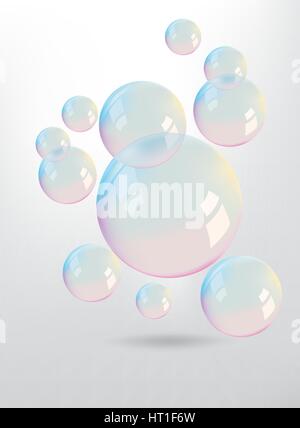 Beautiful colors reflection on the bubbles Stock Vector