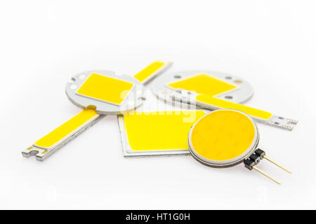 different shapes and powerful LED chips cooled solid aluminum Stock Photo