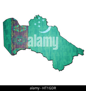 map with flag of turkmenistan with national borders Stock Photo