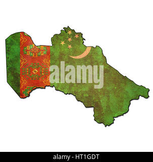 map with flag of turkmenistan with national borders Stock Photo