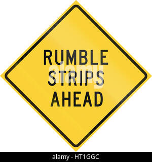 Road sign used in the US state of Texas - Rumble strips ahead. Stock Photo