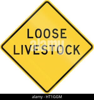 Road sign used in the US state of Texas - Loose livestock. Stock Photo