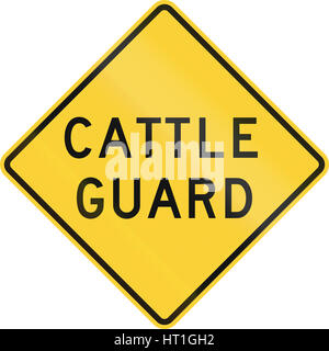 Road sign used in the US state of Texas - Cattle guard. Stock Photo