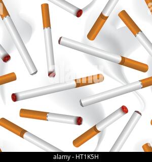 Cigarette smoke seamless background. Smoking aer pattern Stock Vector