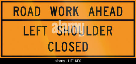 Road sign used in the US state of Virginia - Road work ahead. Stock Photo