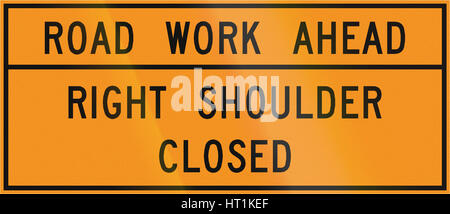 Road sign used in the US state of Virginia - Road work ahead. Stock Photo