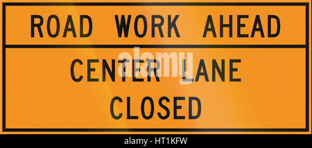 Road sign used in the US state of Virginia - Road work ahead. Stock Photo