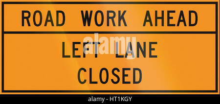 Road sign used in the US state of Virginia - Road work ahead. Stock Photo