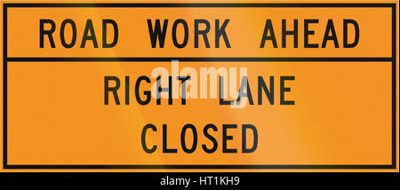 Road sign used in the US state of Virginia - Road work ahead. Stock Photo