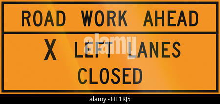 Road sign used in the US state of Virginia - Road work ahead. Stock Photo