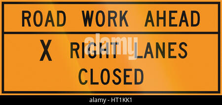 Road sign used in the US state of Virginia - Road work ahead. Stock Photo