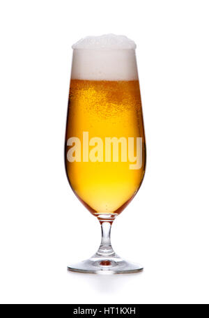elegant glass of beer with foam isolated on white background Stock Photo