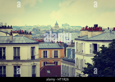 Paris skyline aerial from Montmartre in France Stock Photo