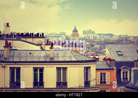 Paris skyline aerial from Montmartre in France Stock Photo