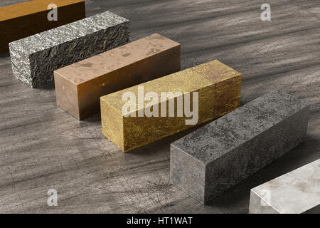 3d rendering metal blocks in multicolored and pattern Stock Photo - Alamy