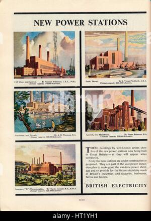 New Power Stations, advert for British Electricity, 1951. Artist: Norman Wilkinson Stock Photo