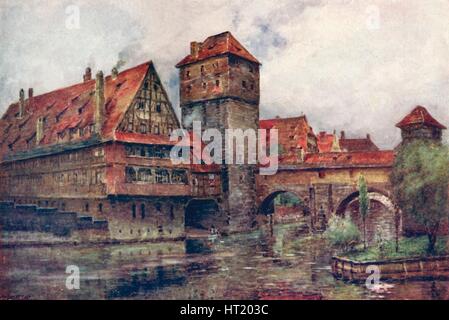 The Henkersteg, with the Wasserturm, Nuremberg, Germany, c1905. Artist: AG Bell Stock Photo