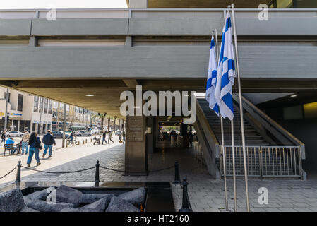 The memorial at the exact spot where Yitzhak Rabin Israeli prime minister was gunned down on November 4th 1995 Stock Photo