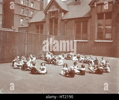 Playground scene, Hugh Myddelton School, Finsbury, London, 1906. Artist: Unknown. Stock Photo