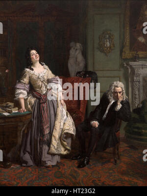 Alexander Pope declared his love to Lady Mary Wortley Montagu, 1852. Artist: Frith, William Powell (1819-1909) Stock Photo