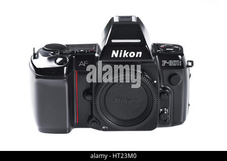 BANGKOK, THAILAND - SEPTEMBER 30, 2014: Nikon F-801s camera body, Film camera made by Nikon. Stock Photo