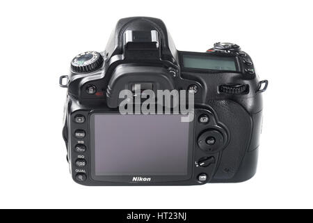 BANGKOK, THAILAND - SEPTEMBER 30, 2014: Nikon D90 camera body, The D90 was the first DSLR with video recording capabilities. Stock Photo
