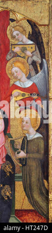 Madonna with Angels Playing Music (Detail), ca 1380. Artist: Serra, Pere (active ca 1357-1406) Stock Photo