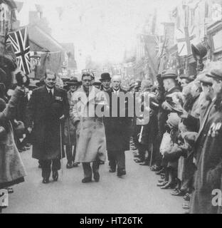 The Prince of Wales greeted by the people of Porth, Glamorgan, during a visit to Wales, 1932 (1936). Artist: Unknown. Stock Photo