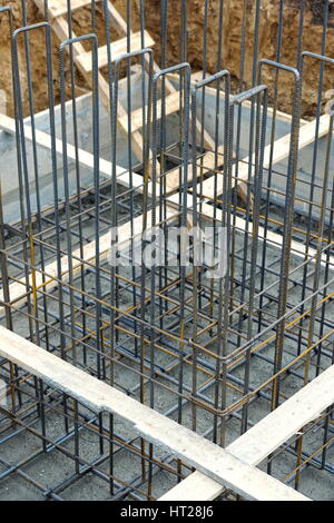 A big hole of pole in construction site building prepare for pouring cement Stock Photo