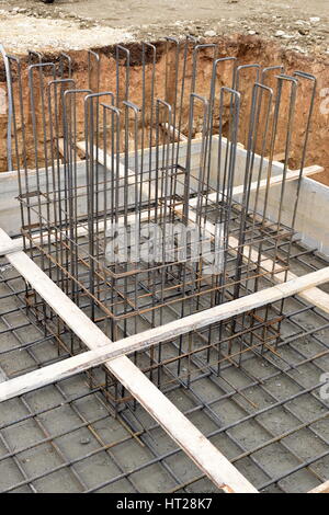 A big hole of pole in construction site building prepare for concreting Stock Photo