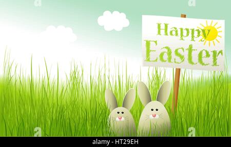 Easter rabbit in grass Stock Vector