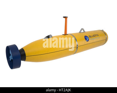 Bluefin 21 Autonomous underwater vehicle. These images are rendered in a 3d software package. Stock Photo