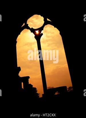 Evening view of the east window of Netley Abbey, Hampshire, c2000s(?). Artist: Historic England Staff Photographer. Stock Photo