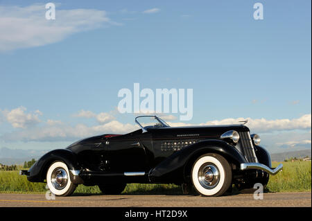 Auburn 852 SC Speedster 1936. Artist: Simon Clay. Stock Photo