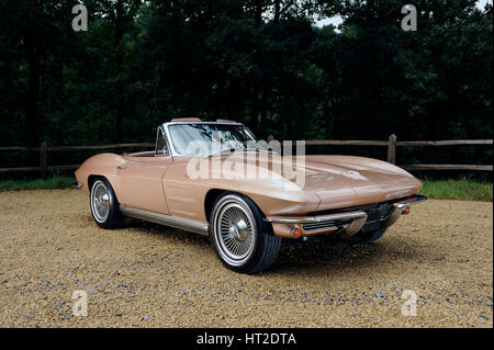 Chevrolet Corvette Stingray convertible 1964. Artist: Simon Clay. Stock Photo