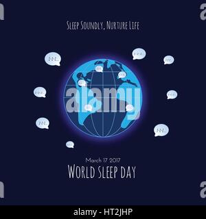 Earth and stars on dark blue background. Stock Vector