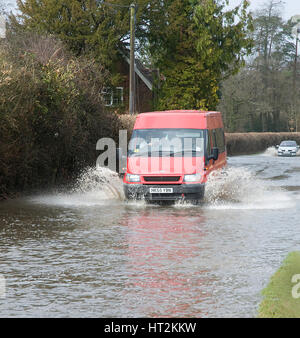 Van driving through Floods at Beauleu 2008. Artist: Unknown. Stock Photo