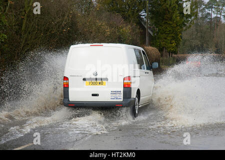 Van driving through Floods at Beauleu 2008. Artist: Unknown. Stock Photo