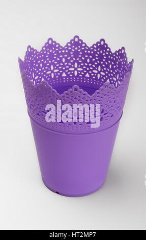 Empty plastic flowerpot isolated on white background Stock Photo