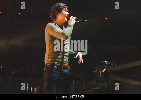 London, UK. 7th Mar, 2017. Danish pop and soul band, Lukas Graham, featuring lead singer 'Lukas Forchhammer', performs at the Roundhouse in Camden, London, 2017 Credit: Myles Wright/ZUMA Wire/Alamy Live News Stock Photo