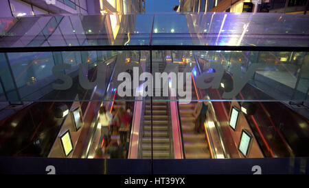 Glasgow Subway or underground escalators entrance Buchanan street Stock Photo