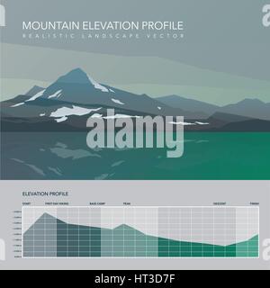 High mountain landscape elevation infographic. Stock Vector