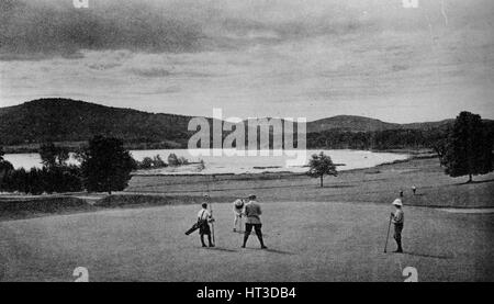 2nd green on Leatherstocking Golf Course at Coopertown, New York, 1925. Artist: Unknown. Stock Photo
