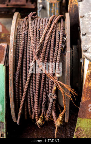Rusty metal surface, structures, steel cable, Stock Photo