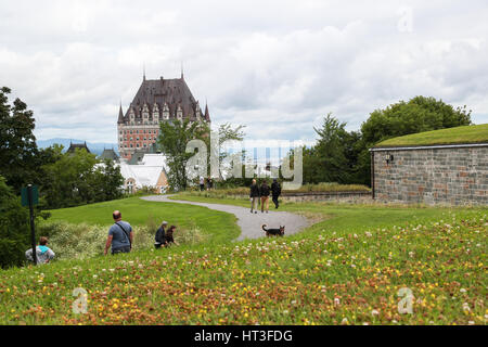 Citadel of Quebec with a view of Fairmont Le Château Frontenac Stock Photo